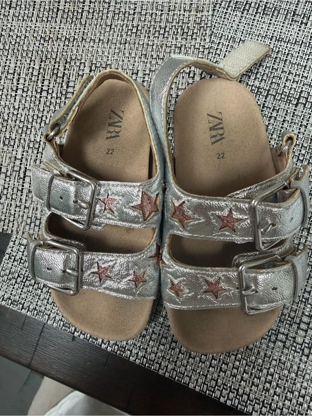 Zara Silver Sandals with Rose-Gold Star Accents